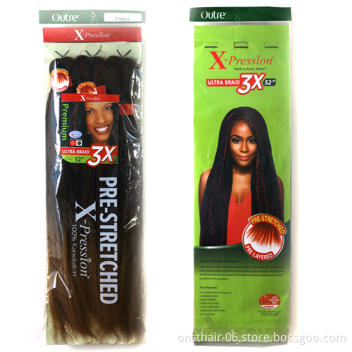 EZ Pre stretched Box Easy Braids In synthetic Hair Extension Kanekalons Braid Corchet Braiding Hair Xpressions Yaki Texture Bulk